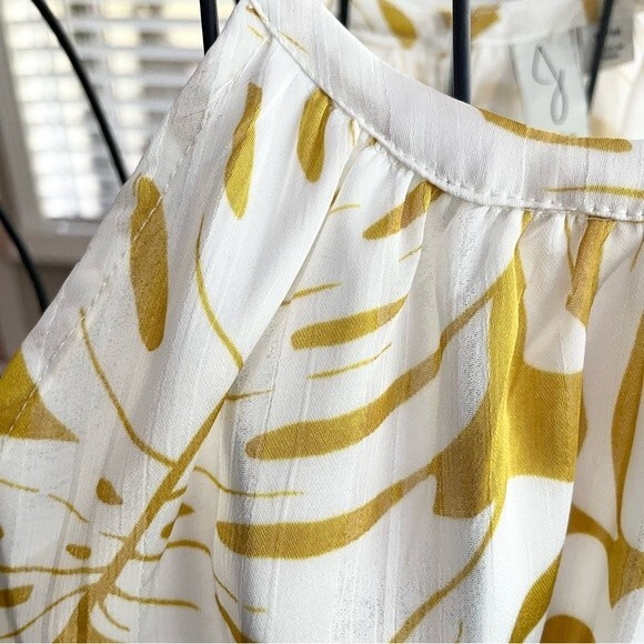 Joie Boho Palm Silky Blouse Gold Women’s Size L - Picture 9 of 10